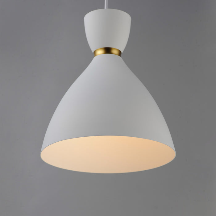 Maxim 11302WTSBR One Light Mini Pendant, White/Satin Brass
