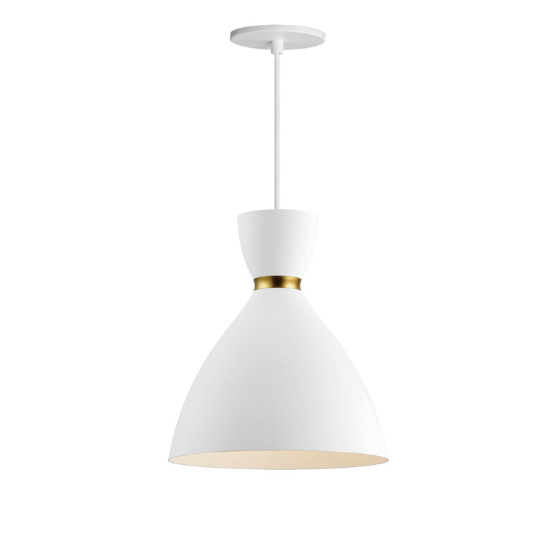 Maxim 11302WTSBR One Light Mini Pendant, White/Satin Brass