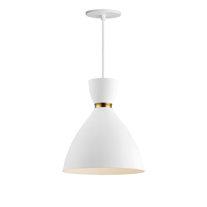 Maxim 11302WTSBR One Light Mini Pendant, White/Satin Brass