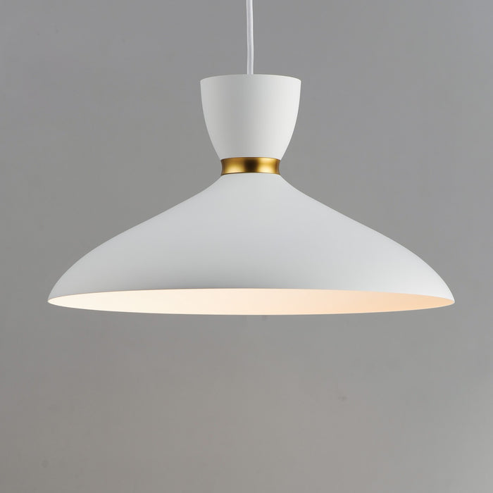 Maxim 11304WTSBR One Light Pendant, White/Satin Brass