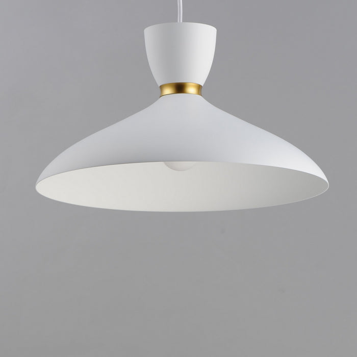 Maxim 11304WTSBR One Light Pendant, White/Satin Brass