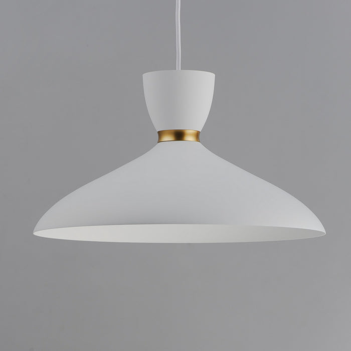 Maxim 11304WTSBR One Light Pendant, White/Satin Brass