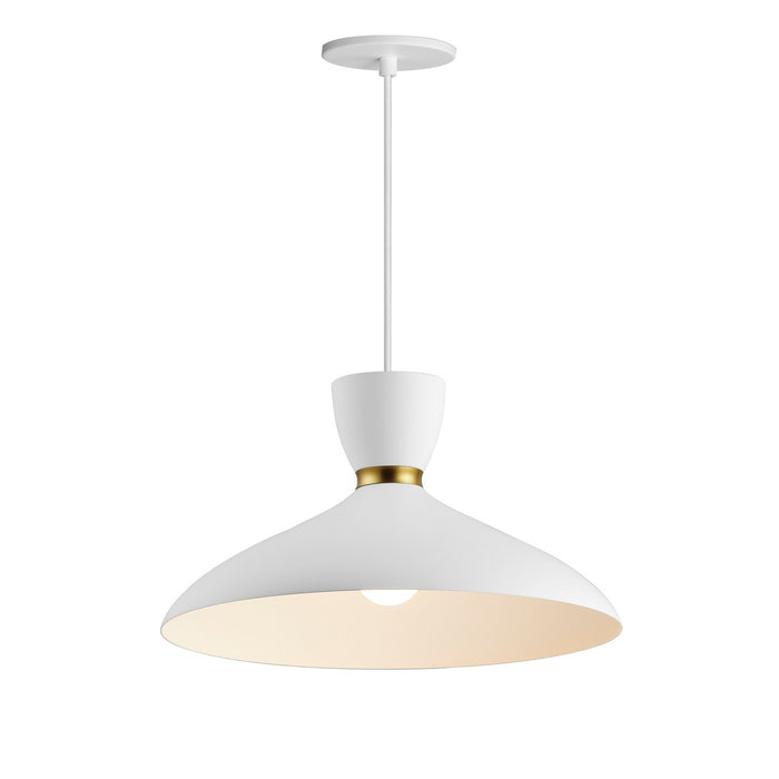 Maxim 11304WTSBR One Light Pendant, White/Satin Brass