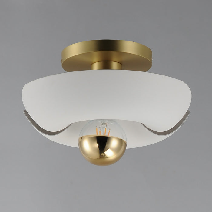Maxim 11390WTSBR LED Flush Mount, White/Satin Brass