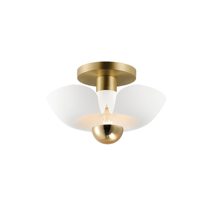 Maxim 11390WTSBR LED Flush Mount, White/Satin Brass