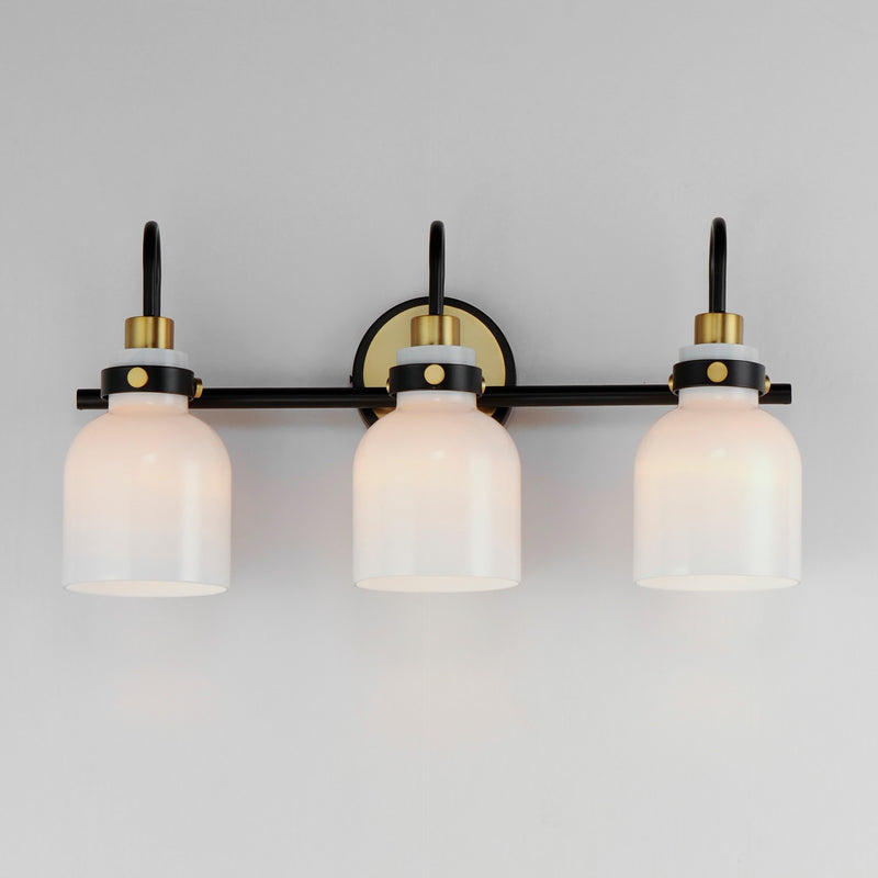 Maxim 12333WTBKSBR Three Light Bath Vanity, Satin Brass