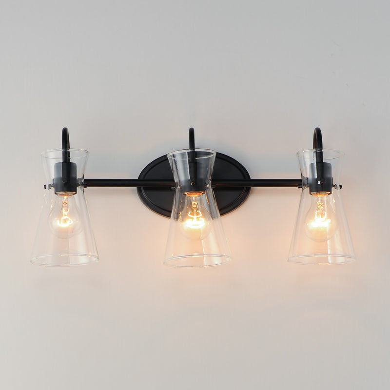 Maxim 12483CLBK Three Light Bath Vanity, Black