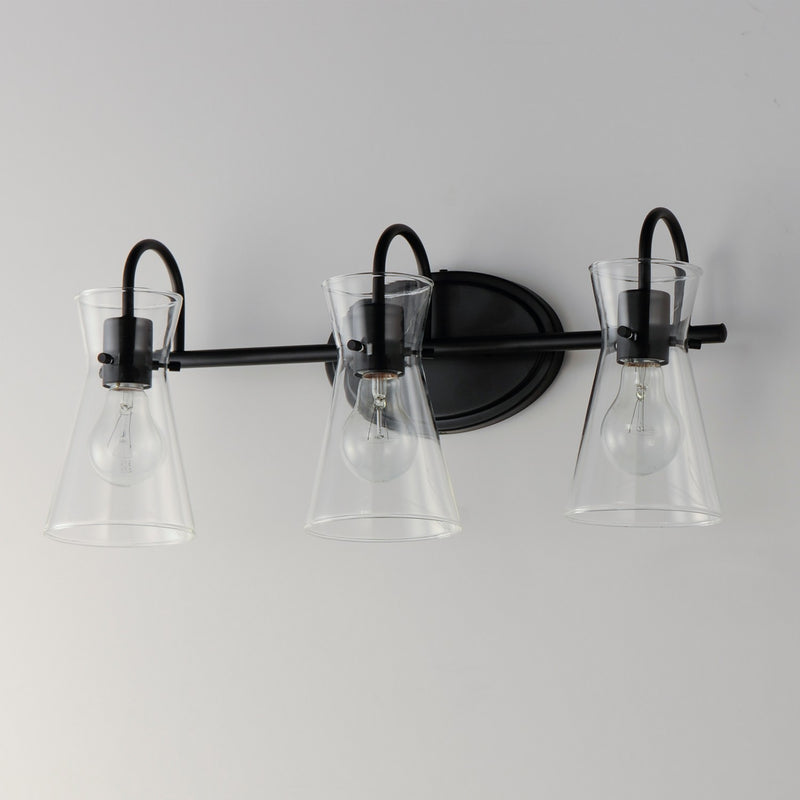 Maxim 12483CLBK Three Light Bath Vanity, Black