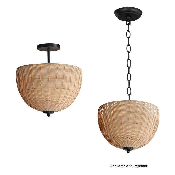 Maxim 12604NABK Two Light Semi Flush/Pendant, Black