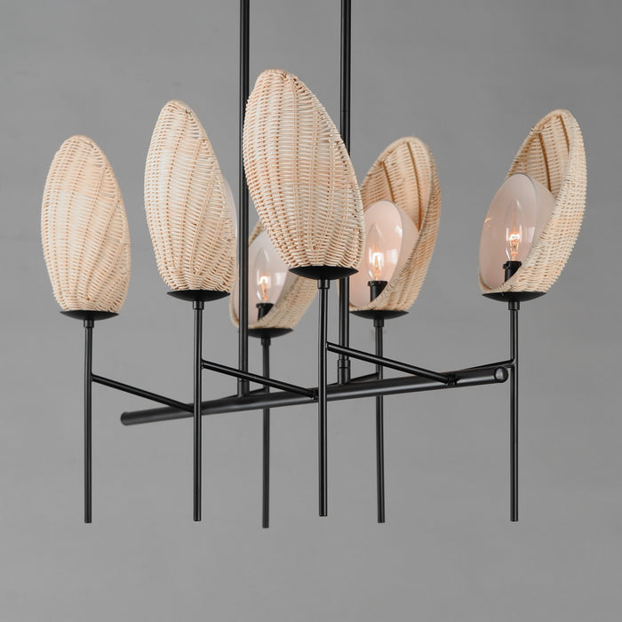 Maxim 12607NABK Six Light Linear Chandelier, Black