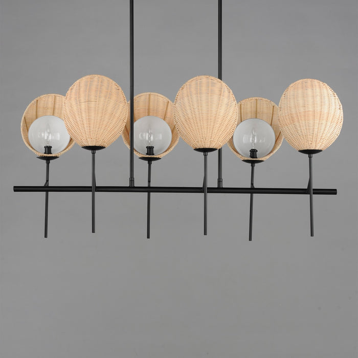 Maxim 12607NABK Six Light Linear Chandelier, Black