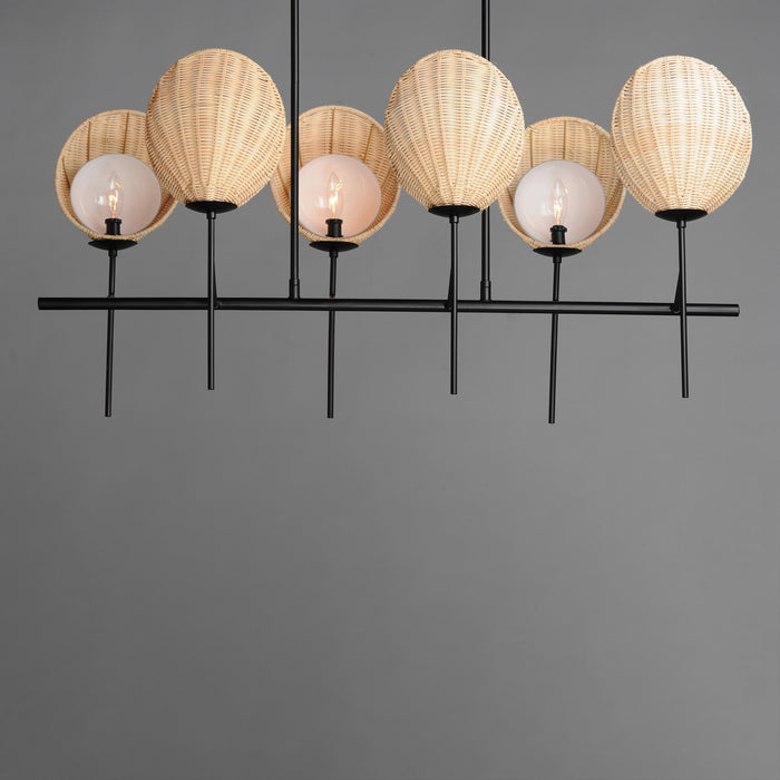 Maxim 12607NABK Six Light Linear Chandelier, Black