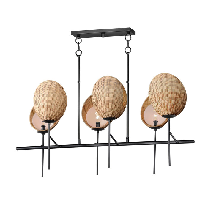 Maxim 12607NABK Six Light Linear Chandelier, Black