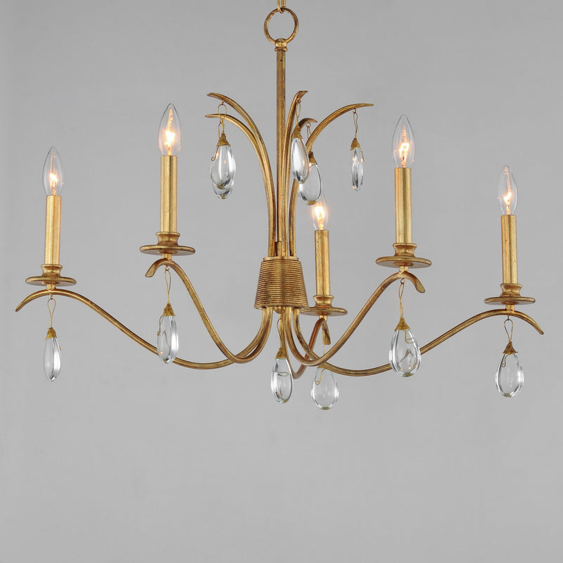 Maxim 12745CHGL Five Light Chandelier, Charcoal Gold Leaf