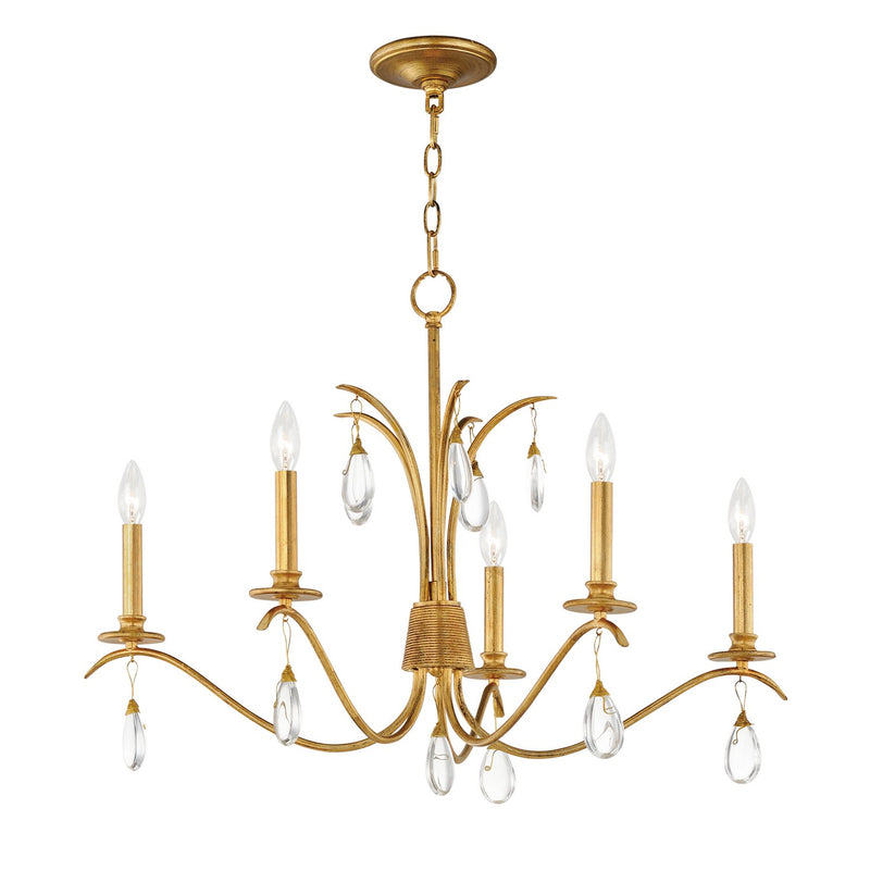 Maxim 12745CHGL Five Light Chandelier, Charcoal Gold Leaf
