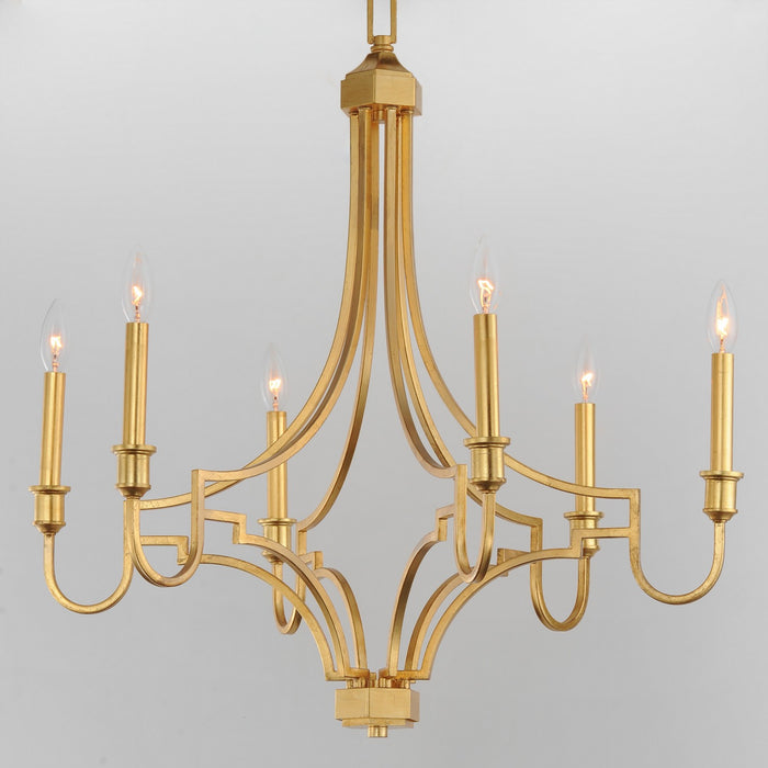 Maxim 12786GL Six Light Chandelier, Gold Leaf