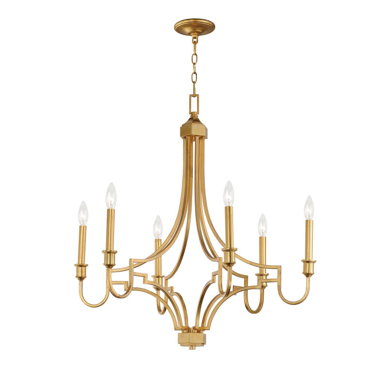 Maxim 12786GL Six Light Chandelier, Gold Leaf