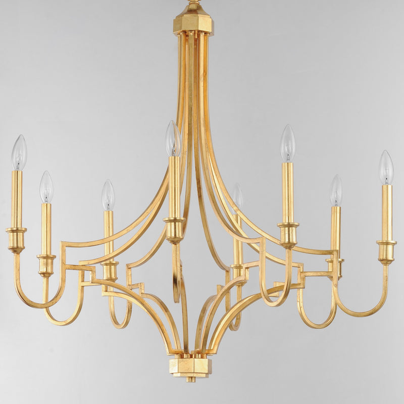 Maxim 12788GL Eight Light Chandelier, Gold Leaf