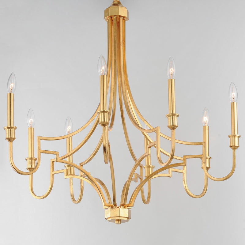 Maxim 12788GL Eight Light Chandelier, Gold Leaf