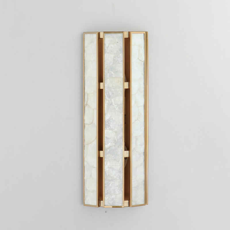 Maxim 12801CZNAB Two Light Wall Sconce, Capiz / Natural Aged Brass