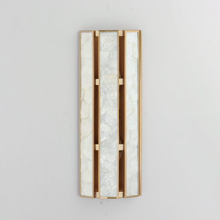 Maxim 12801CZNAB Two Light Wall Sconce, Capiz / Natural Aged Brass