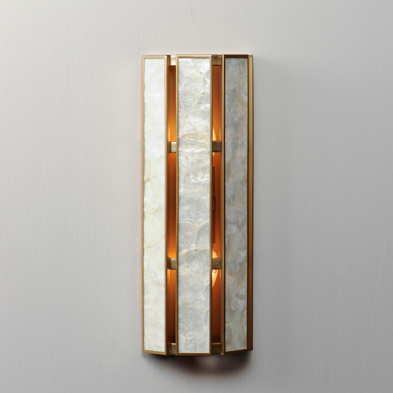 Maxim 12801CZNAB Two Light Wall Sconce, Capiz / Natural Aged Brass