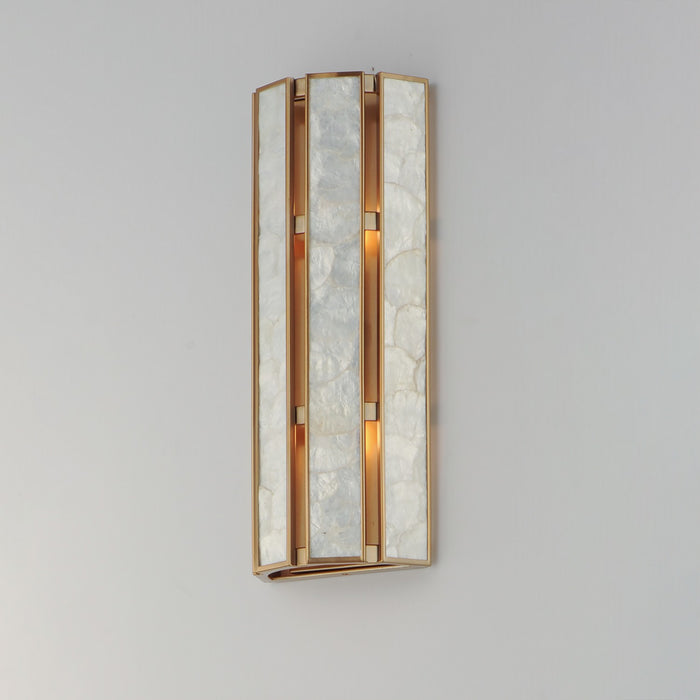 Maxim 12801CZNAB Two Light Wall Sconce, Capiz / Natural Aged Brass