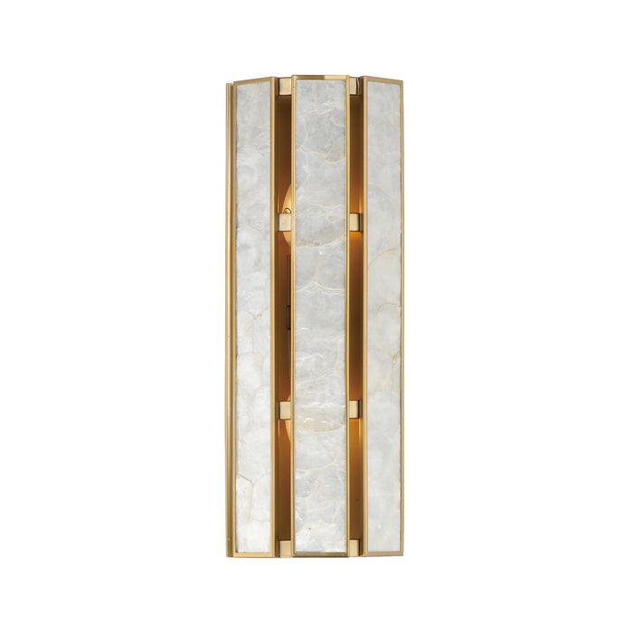 Maxim 12801CZNAB Two Light Wall Sconce, Capiz / Natural Aged Brass