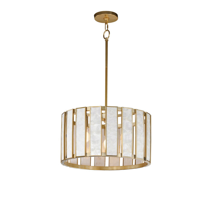 Maxim 12803CZNAB Three Light Pendant, Capiz / Natural Aged Brass