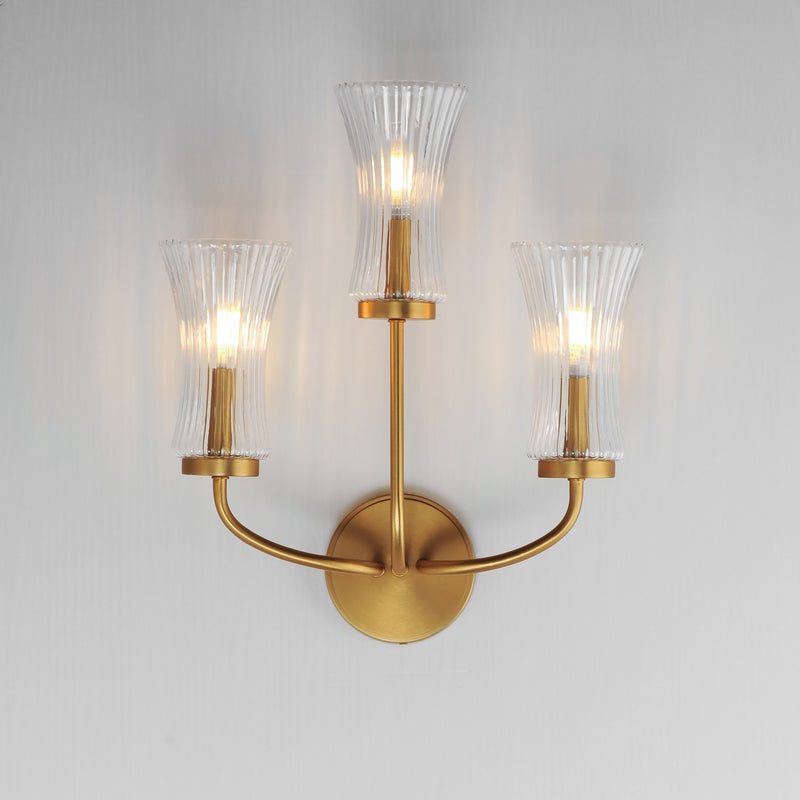 Maxim 16153CRNAB Three Light Wall Sconce, Natural Aged Brass