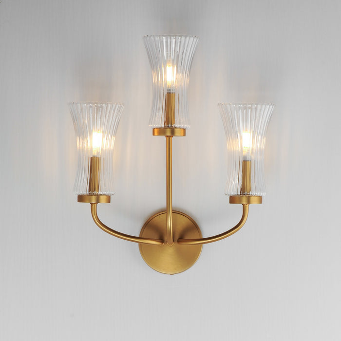 Maxim 16153CRNAB Three Light Wall Sconce, Natural Aged Brass