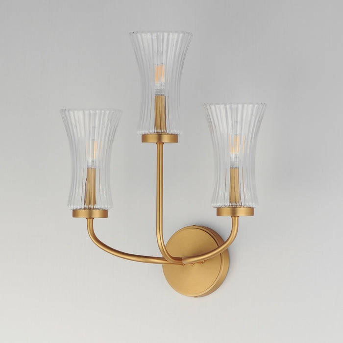 Maxim 16153CRNAB Three Light Wall Sconce, Natural Aged Brass