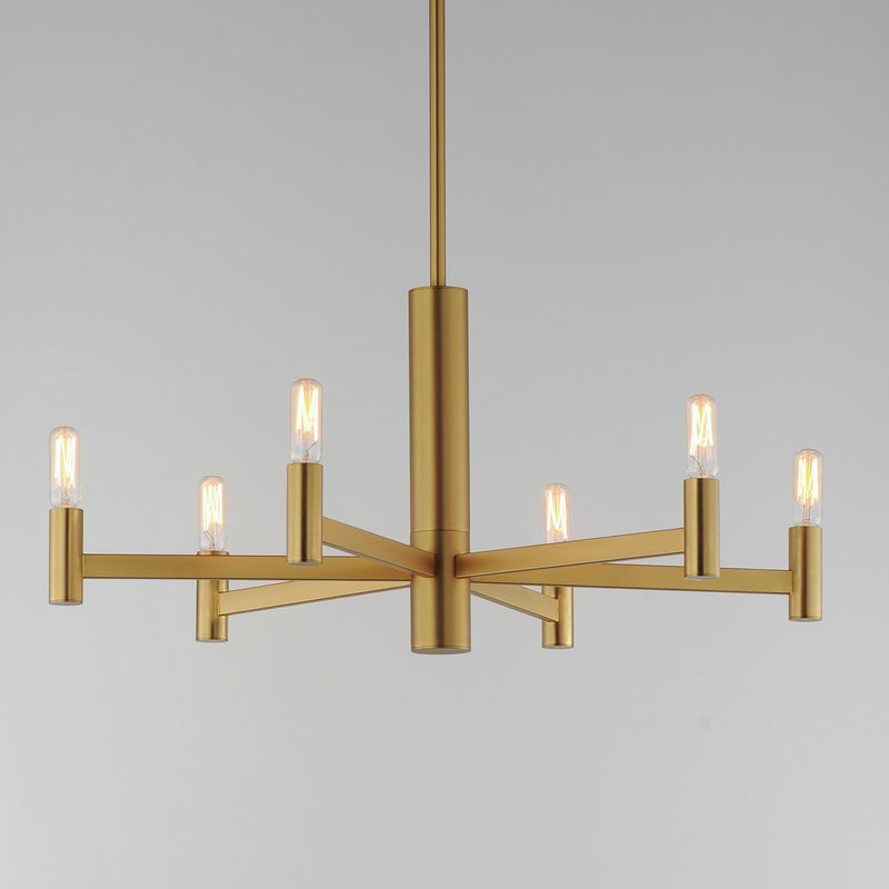 Maxim 21366NAB Six Light Chandelier, Natural Aged Brass