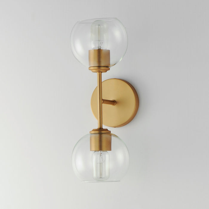 Maxim 21632CLNAB Two Light Wall Sconce, Natural Aged Brass