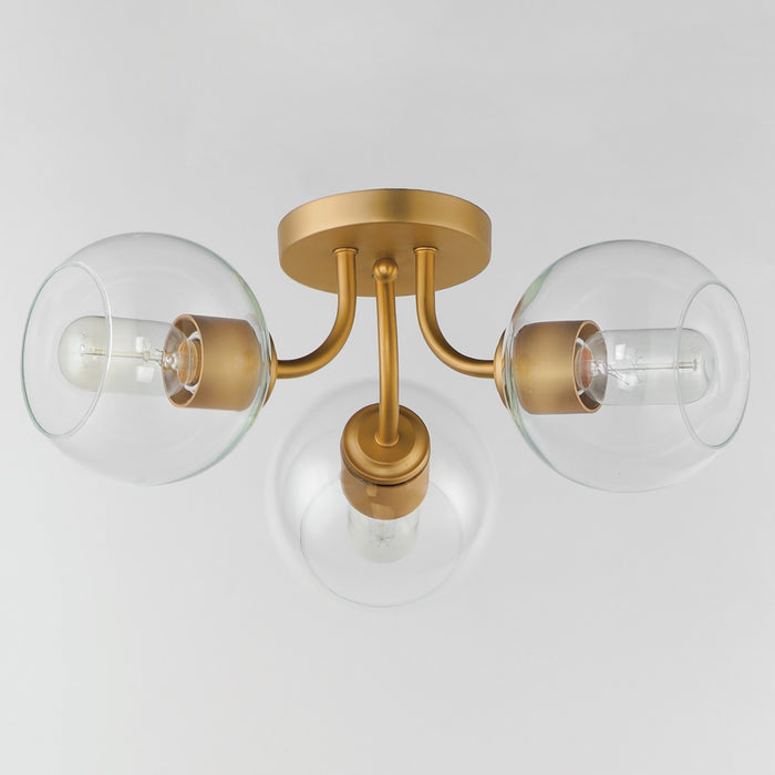 Maxim 21634CLNAB Three Light Semi-Flush Mount, Natural Aged Brass