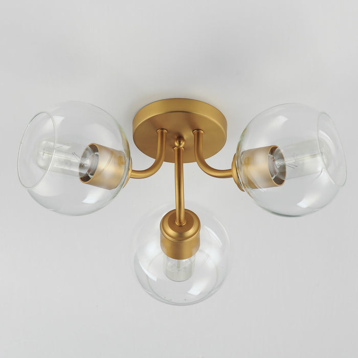 Maxim 21634CLNAB Three Light Semi-Flush Mount, Natural Aged Brass