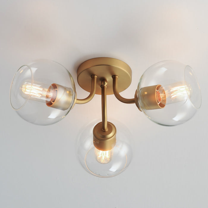 Maxim 21634CLNAB Three Light Semi-Flush Mount, Natural Aged Brass