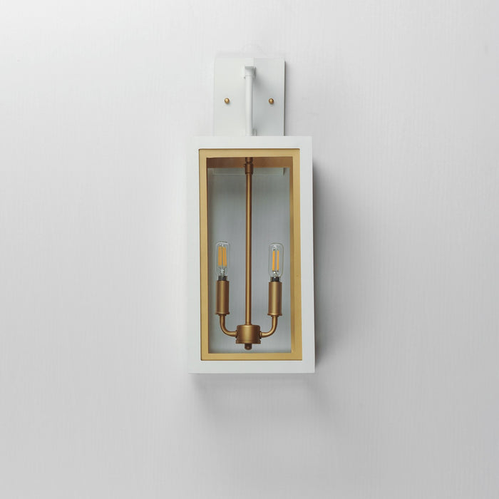 Maxim 30055CLWTGLD Two Light Outdoor Wall Sconce, White/Gold