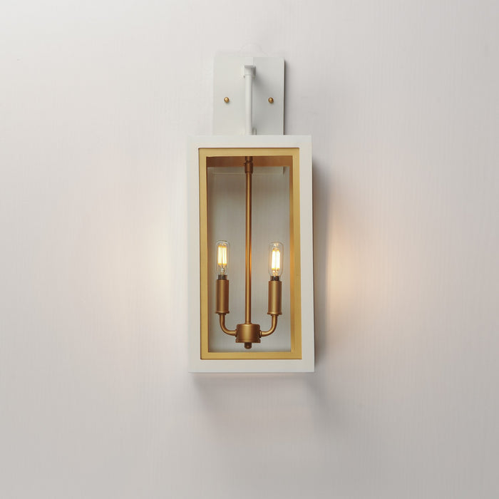 Maxim 30055CLWTGLD Two Light Outdoor Wall Sconce, White/Gold