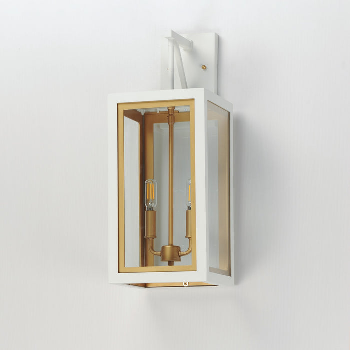 Maxim 30055CLWTGLD Two Light Outdoor Wall Sconce, White/Gold