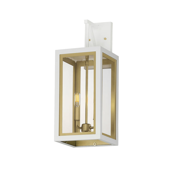 Maxim 30055CLWTGLD Two Light Outdoor Wall Sconce, White/Gold