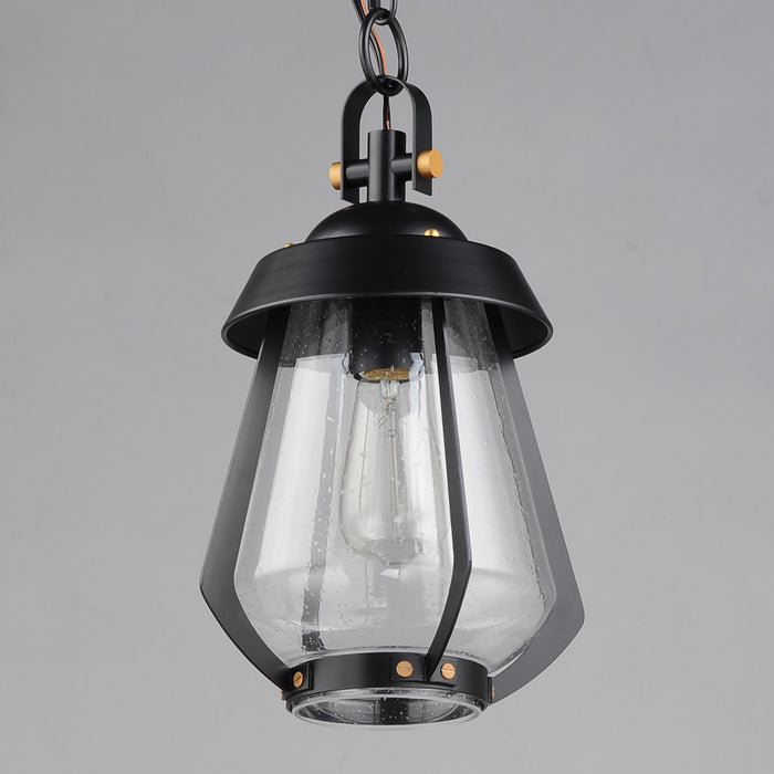 Maxim 30621CDBKAB One Light Outdoor Pendant, Black / Antique Brass