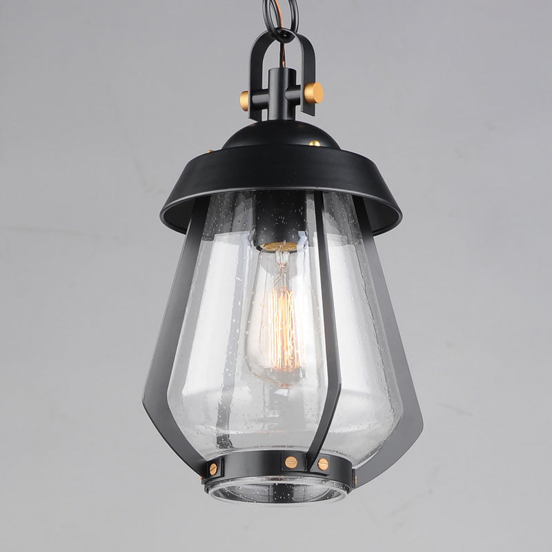 Maxim 30621CDBKAB One Light Outdoor Pendant, Black / Antique Brass