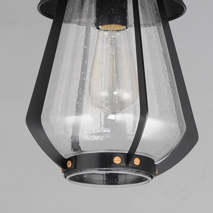 Maxim 30621CDBKAB One Light Outdoor Pendant, Black / Antique Brass
