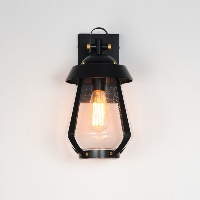 Maxim 30622CDBKAB One Light Outdoor Wall Sconce, Black / Antique Brass