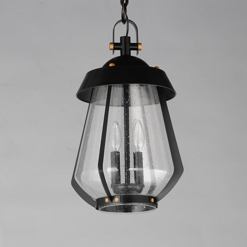 Maxim 30623CDBKAB Two Light Outdoor Pendant, Black / Antique Brass