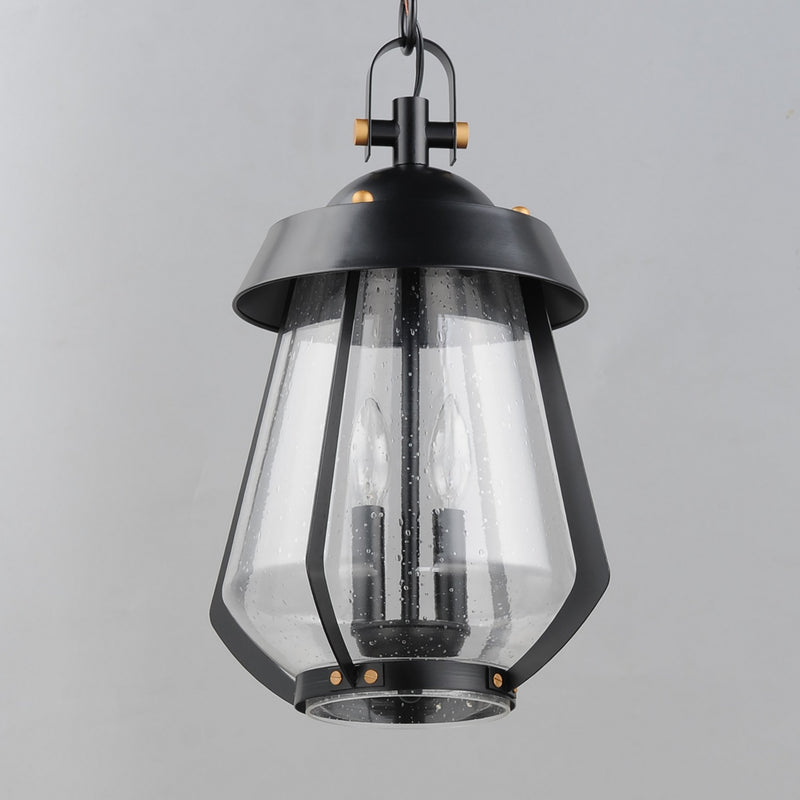 Maxim 30623CDBKAB Two Light Outdoor Pendant, Black / Antique Brass