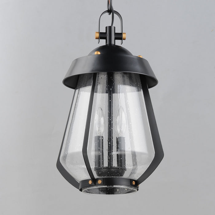 Maxim 30623CDBKAB Two Light Outdoor Pendant, Black / Antique Brass