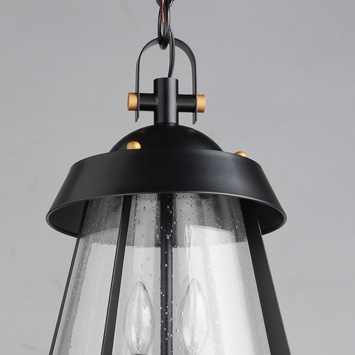 Maxim 30623CDBKAB Two Light Outdoor Pendant, Black / Antique Brass