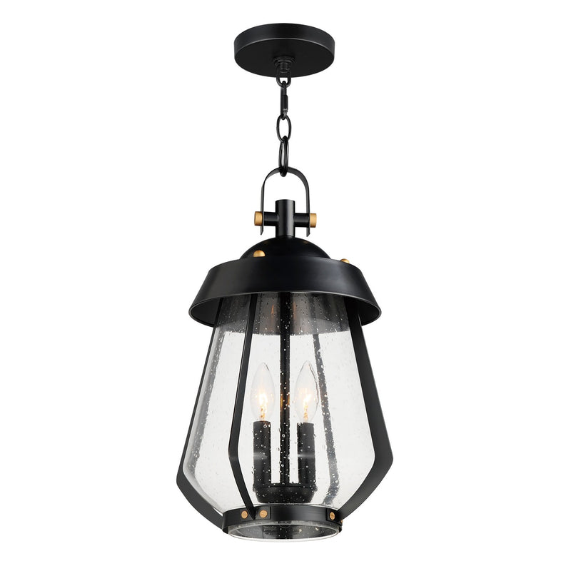 Maxim 30623CDBKAB Two Light Outdoor Pendant, Black / Antique Brass